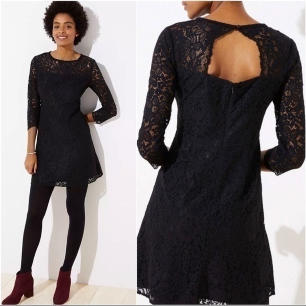 NWT LOFT Black Lace Dress‎